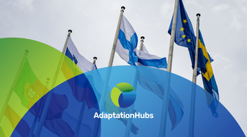 EU flags with AdaptationHubs branding